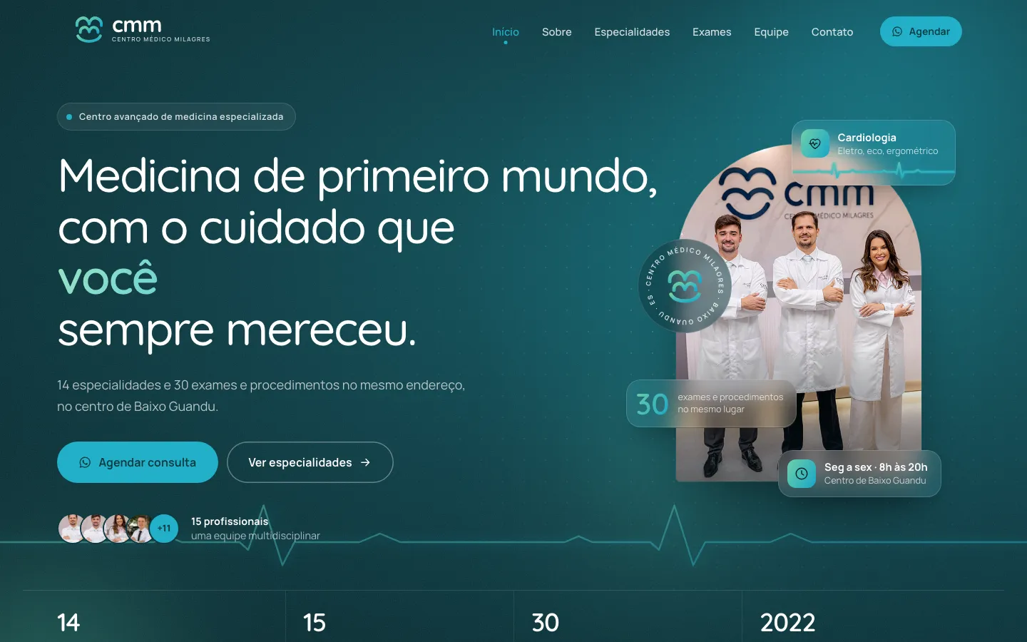 Site institucional do Centro Médico Milagres